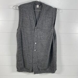 J. Peterman Company Sweater Vest Mens Medium Gray Alpaca Wool Button Up Peru